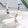 Cavigliere Perline di conchiglia di Boemia Fascino di stelle marine per le donne Cavigliera da spiaggia Bracciale in cristallo turchese Catena per piedi in metallo Gioielli Boho