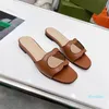 Slippers Fashion Ladies Designer Flat Sandals Leather Leather Dlip Flip-Flops