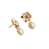 Stud Earrings White Enamel Glaze Strawberry Flower Freshwater Pearl Symmetrical Jewelry Women