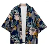 Roupas étnicas cardigãs de streetwear japonês homens harajuku haori kimono cosplay camisetas superiores yukata tao robe planta floral 6xl 5xl 4xl