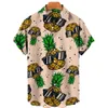 Męskie koszule hawajskie owocowe nadruk krótkie rękawy wzór ananasowy
