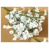 Dekoracyjne kwiaty wieńce Eleganckie sztuczne dziecko Biała gipsophila Fake Silk Flower Plant Home Wedding Party Decorationfp1 Dhdqr