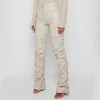 2023 New Womens Fashion Tight Pu 가죽 바지 디자이너 가을 겨울 맞춤 마이크로 스트리트웨어 바지 지퍼 하이 허리