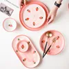 Plates Pink French Disc Steak Plate Dinner Party Dessert Supply Dinnerware Household Utensils Dishes Gifts