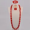 Earrings Necklace Fashion Couple Men's White Natural Coral Bead African Wedding Groom Jewelry Nigerian Bride Set AU179 230110