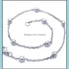 Enkelbanden mode sieraden enkel armband gladde kralen charm waterdicht roestvrij staal 9 10 11 groothandel fabriek aanbod 451C3 druppel deliv dhhxt