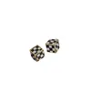 Backs Earrings Simple Black White Mosaic Square Round Clip No Piercing Metal Frame Statement Geometric Non Pierced Ears