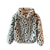 Frauen Pelz Frauen 2023 Winter Faux Rex Mäntel Weibliche Leoparden-print H Mit Kapuze Jacken Damen Warme Outwear Streetwear T750