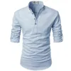 Casual shirts voor heren Dimusi Mens linnen Linnende knop Solid Loose Autumn Dress Henley Fashion Male merk Kleding 230111