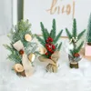 Christmas Decorations Artificial Mini Tree Table Desk Decor Pine Leaf With Berry Nut Small Xmas Trees Noel Gifts For Home Office