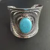 Bangle Vintage Tibetan Big Turquoise For Women Men Gypsy Tribal African Ethnic Carved Wide Open Afghan Jewelry