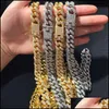 Chains Mens Iced Out Chain Hip Hop Jewelry Necklace Bracelet Gold Sier Miami Cuban Link Necklaces 38 M3 Drop Delivery Pendants Dh9Sc