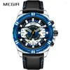 Polshorloges megir heren horloge lederen band leger sporten casual horloges waterdichte lichtgevende kwarts mannen relogios masculino klok