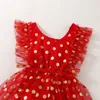 فتاة الفتاة Sunsiom baby Romper Dress Sleeve Round Neck Mesh Dot Print Jumpsuit Phincs Party Party Princess