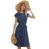 Summer Midi Dress Lace Corpire Up polka kropki plisowane