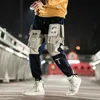 Calça masculina gota- harém risque de harém de streetwear 2023 bolsos casuais de hip hop rastrear calças harajuku masculinas