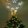 Kerstdecoraties 1pc boomtopper in sterrenvorm met LED -projectielampen voor wintervakantie feestartikelen