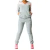 Kvinnors träningsdräkter Autumn Winter Two-Piece Tracksuit Jogging Suits For Women Sport Patchwork Hooded Running Sets Sweat Pants 230111