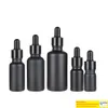 マットブラックガラスエッセンシャルオイルボトルボトル輝く陽極酸化アルミニウムキャップ5ml 10ml 15ml 30ml 50ml 100ml