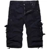 Herren Shorts Lose großer Ladungswatte Tactical Casual Feste Farbe Patchwork Militär weiße Knie Länge 230110