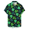 Męskie Casual Shirts Device Men Mens St. Patricks Day Print Shirt krótkie rękawie Turedown Collar Bodysuit Bodysuit Romper