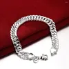 Halsband örhängen set charm 925 silver färg armband smycken klassiska män 10mm kedja 20/24 tum modeparti julklappar