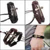 Charm Armbänder Vintage Leder Armreifen Metall Kreuz Jesus Armband Einstellbare Wachsschnur Braun Schwarz Großhandel Drop Lieferung Schmuck Otluh