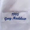 Maillots de Baseball PERSONNALISÉS Greg 31 Maddux Vintage Jersey 1995 WS Gris Blanc Bébé Bleu Pinstripe Joueur Cooperstown Pull Hall Of Fame Patch