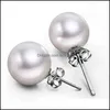 Stud Jewelry 6Mm/8Mm/10Mm Pearl Earring 925 Sterling Sier Earrings For Wedding Party Beige Color 61 N2 Drop Delivery Dhptf