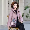Kvinnors dike rockar ner bomullsjacka kvinnor 2023 vinter mode kinesisk stil tryck vadderad kappa kvinnlig storlek 5xl tjocka huva parkor