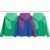 Мужские толстовки с капюшоном Флисовый пуловер Толстовки с капюшоном Дедушка ERL Винтаж Водоворот Синий Зеленый Пэчворк