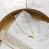 Hangertjes kettingen Hangertjes kettingen Yun Ruo Mode Nooit vervagen Verguld Letter v-vorm ketting Europese vrouw Sieraden Titanium Roestvrij staal Accessoire 0BONT