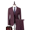 Men's Suits Blazers Plaid Suit Men Blazer Vest Pants Business British Style Wedding Dress Banquet High End Slim Fit Jacket Trousers 3 Piece Set 230111