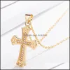 Pendentif Colliers Croix Jésus Or Ruban Diamant Incrustation Collier Pour Hommes Et Femmes Bijoux Accessoires De Mode 7 6Jh Q2 Drop Deliver Dh9Sp