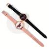 Orologi da polso Orologi eleganti da donna in pelle di lusso Orologio da polso Moda Farfalla Bracciale da donna Orologio rotondo femminile Orologio al quarzo 3D Priting