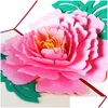 Gratulationskort Handikraft 3D Up Peony F￶delsedag Valentine Flower Mother Day Christmas Invitation Card Drop Delivery Home Garden Festi DHCON