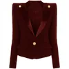 Damespakken 2023 Hoge kwaliteit Designer Blazer Women Single Button Satin Collar