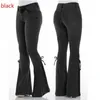 Plus storlekar XS-4XL Kvinnor Jeans Mid midja Lace Up Jeans Designer Stretch Jeans Ladies Fleared Pants 3 Col 703