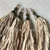 Collane con ciondolo PM28184 Bronzo placcato Colore beige Seta Sari Tassel Boho Bohemian Jewelry