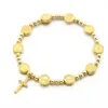 Golden Jesus Cross Armband Rosary Bead Armband religiösa smycken män kvinnor bön guldpläterad kedja armband