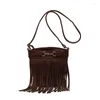 Bolsas noturnas 2023 Spring Autum Fashion Suede Fringe Women Mensageiro Bola Bola Tassel Bolsas de ombro Bolsa Crossbody B B