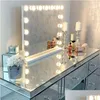 Compact Mirrors Large Vanity Makeup Mirror With Lights Hollywood Lighted 15 Pcs Dimmable Led Bbs For Dressing Room Tabletop Drop Del Dhsep