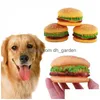 Zabawki dla psów żucie Uziówka w kształcie hamburgera zabawny dźwięk piszczał zabawka dla psów koty trening grę żucia upuszczenie deliv dhgarden dho4z