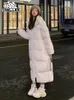 Women Down Down Parkas Greler cor sólida cor de inverno longo de inverno casual roupas com capuz jaqueta elegante fêmea fêmea 230110