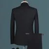 メンズスーツブレザーファッションカジュアルブティックホワイトスタンドアップカラーチャイニーズスタイル3 PCSスーツセットスリムフィットジャケットコートパンツベスト230111
