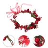 Decorative Flowers Christmas Wreath Headdress Headband Hair Bride Headwear Flower Floral Berry Wedding Headpiece Girlxmas Bridal Head