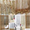 Curtain Drapes Retro Flocked Floral Voile Door Window Panel Sheer Tle Drape Sning Living Room Children Bedroom Curtains Drop Deliv Dhazm