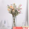 Dekorativa blommor Silk Rose Artificial Flower Bouquet för flickor födelsedagspresenter Romantiskt hem vardagsrum bröllopsdekoration falsk