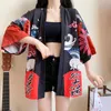 Etnische kleding Traditionele Japanse Kimono Belt Cardigan Summer Beach Yukata Haori Retro Women Aziatische kostuums losse heren shirt