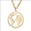 Pendentif Colliers Creux Carte Du Monde Collier Femmes Sier Couleur Chaîne Terre Modèle Global Mode Filles Fête Bijoux Cadeau Ras Du Cou Goutte Otv97